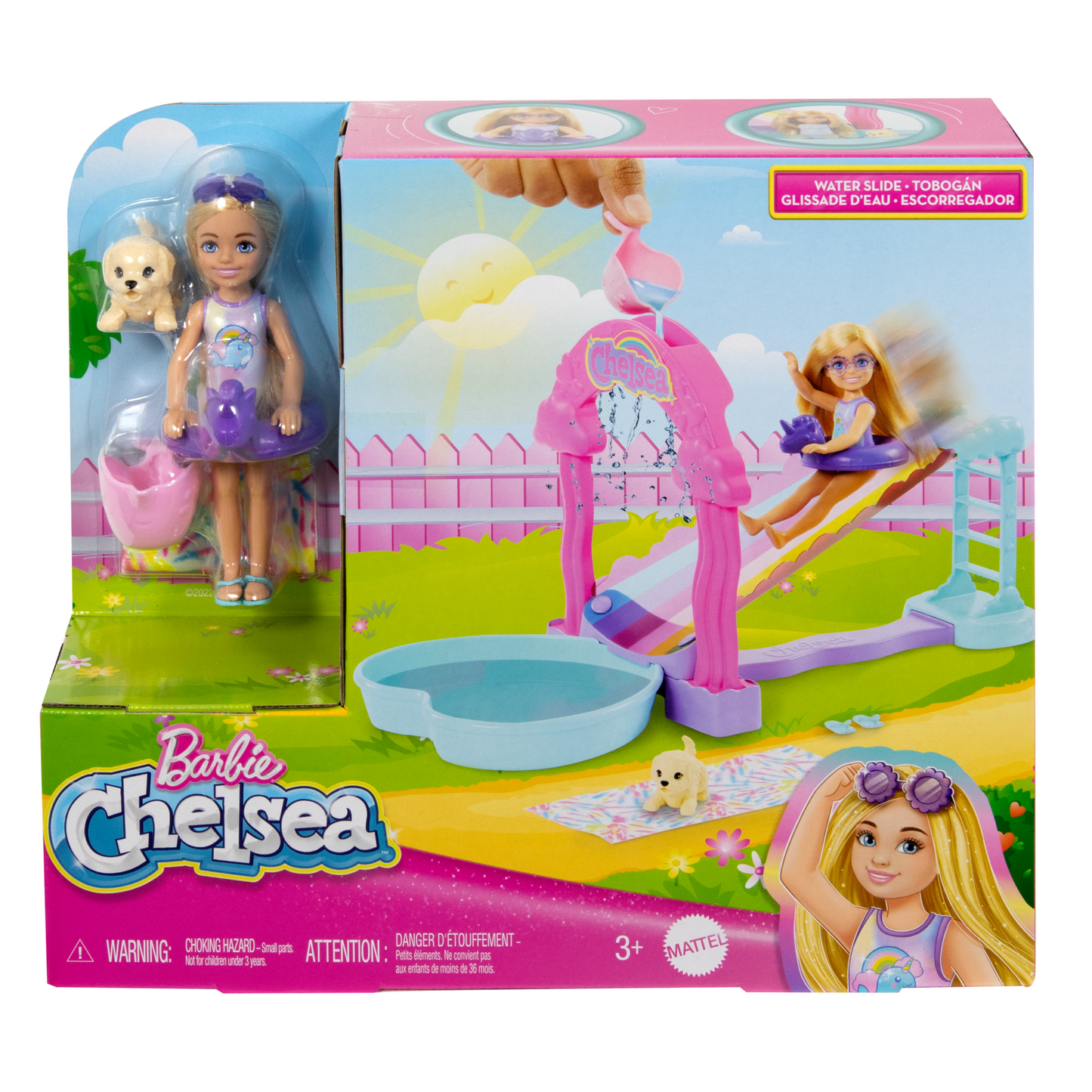 Barbie Chelsea Coffret de Jeu Glissade D¡¯Eau Arc-en-Ciel