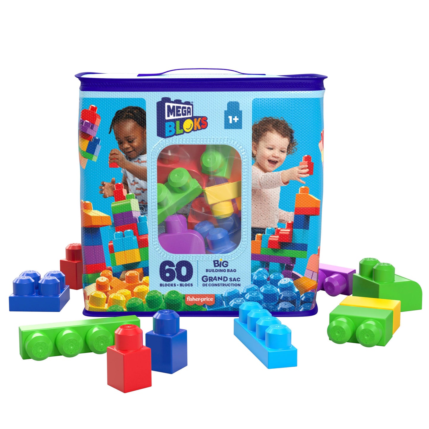 Mega Bloks Juguete de Construcci¨®n Bolsa de 60 bloques Azul