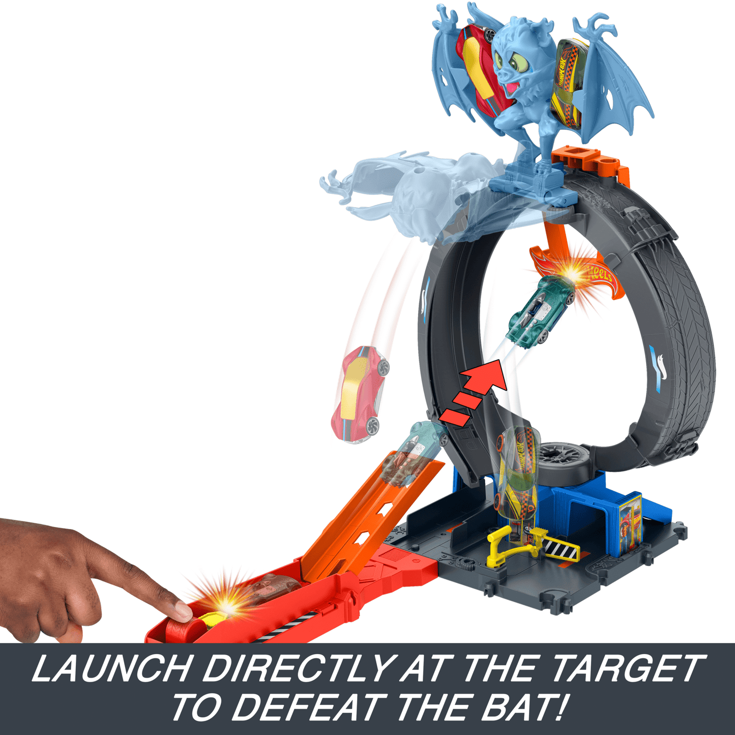 Hot Wheels City Bat Loop Attack Playset & 1:64 Scale Toy Car, Featured in The Series ¡°Let's Race¡±