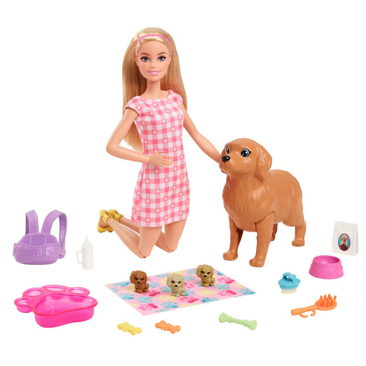 Barbie Conjunto de Brinquedo Cachorrinhos Rec¨¦m-Nascidos Vestido Xadrez