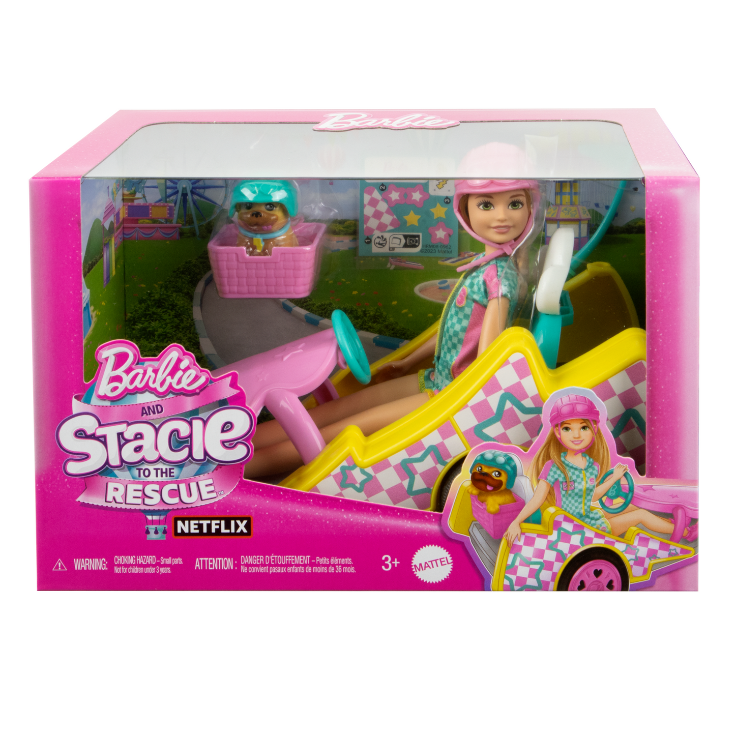 Barbie-Poup¨¦e Stacie Karting, Avec Kart, Chien et Accessoires